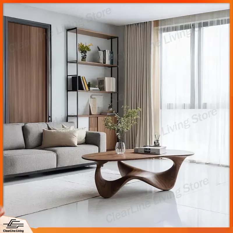 Sustainable Living Design - Moderner Massivholz-Couchtisch Handgefertigte Natürliche Basis Langlebige